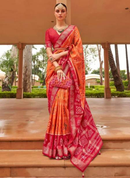 Orange And Red Colour Rewaa Muhurat New Latest Designer Ethnic Wear Pure Dola Silk Saree Collection 621